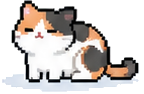Sitting calico pixel cat